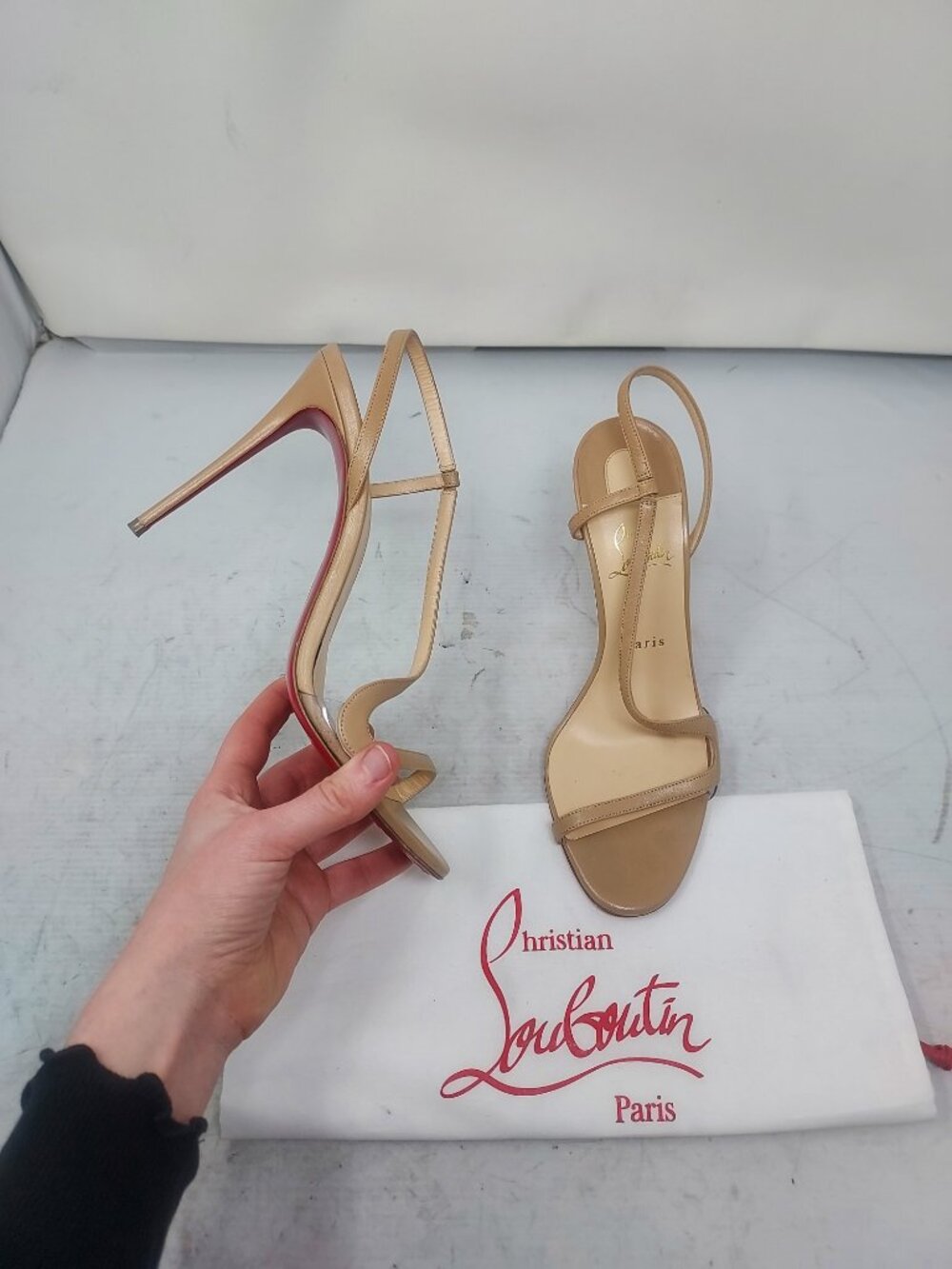 CHRISTIAN LOUBOUTIN Rosalie Strass Nude Strappy Heel Sandal